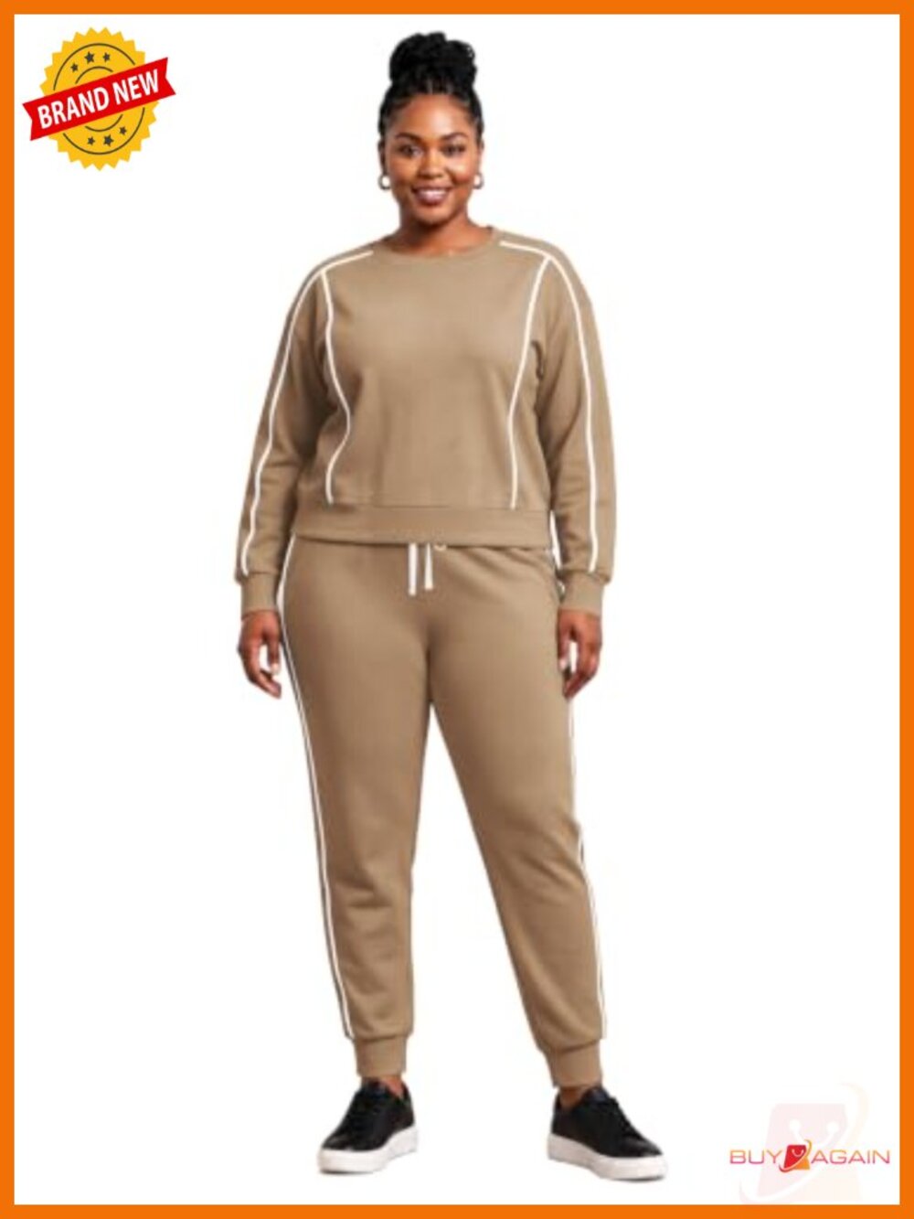 Women 2pc Tracksuit Sweatshirt Pants Set for Workout Trips